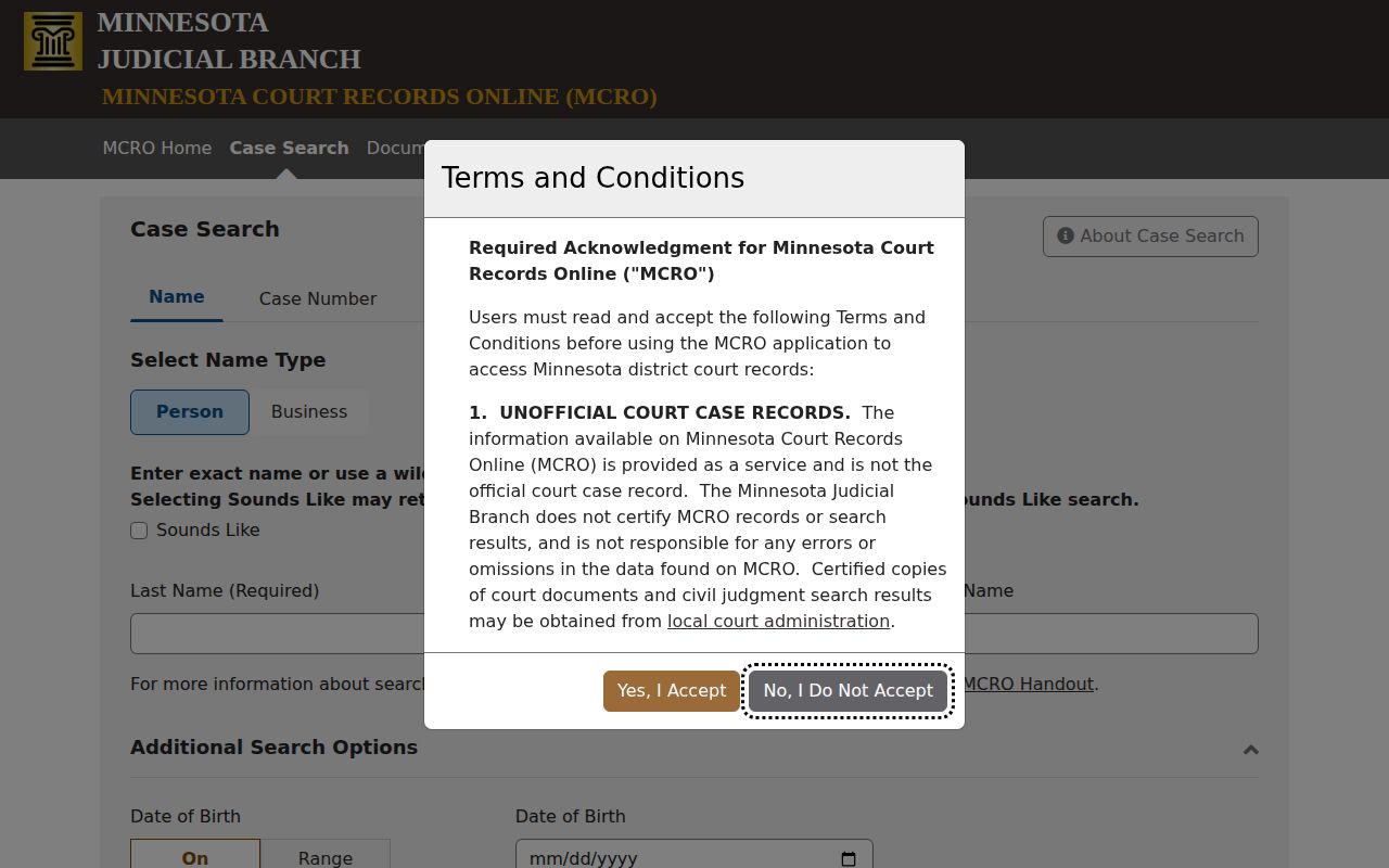 Fillmore County released inmate court record search filters